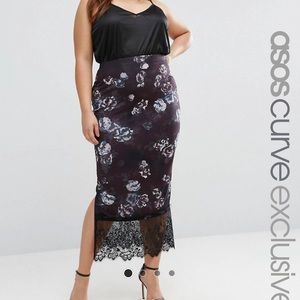 Navy blue, lace trim skirt